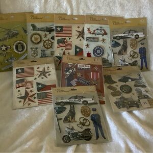 Military Themed Art Stickers - Red, Blue, Gold